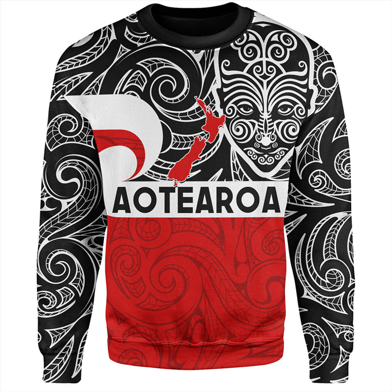 Vintage Fashion Nz - AOTEAROA 프린트 스웻셔츠, 빈티지 3D, ZZ