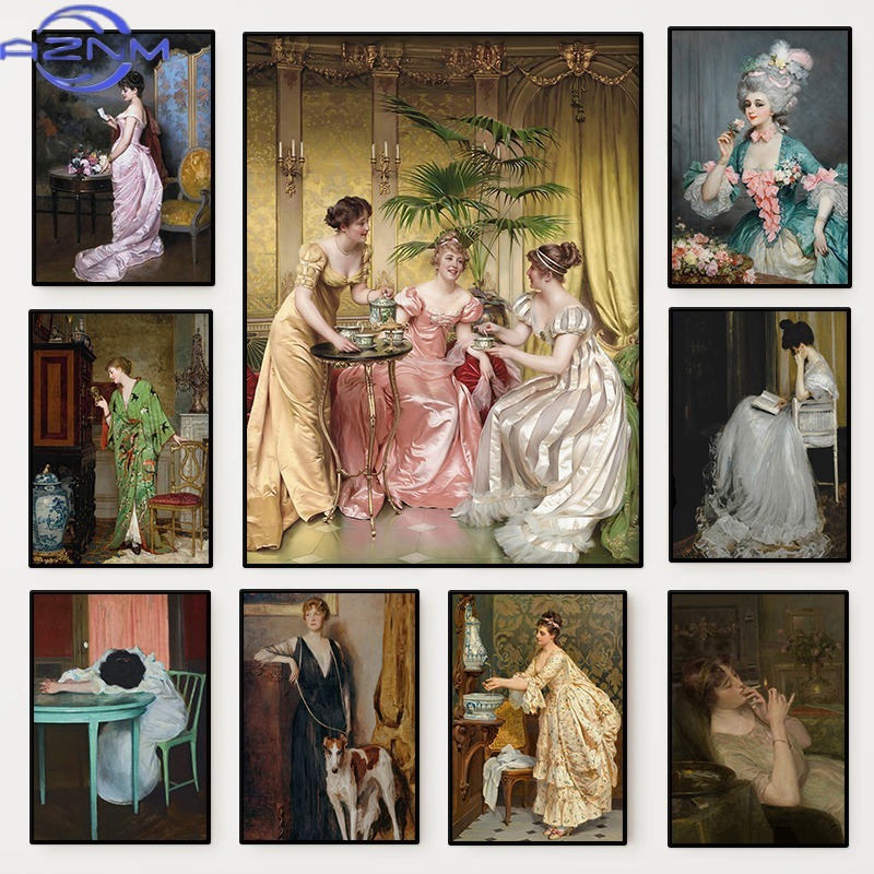 Vintage Fashion Art - 르네상스 여성 초상화 포스터 빈티지 빅토리아