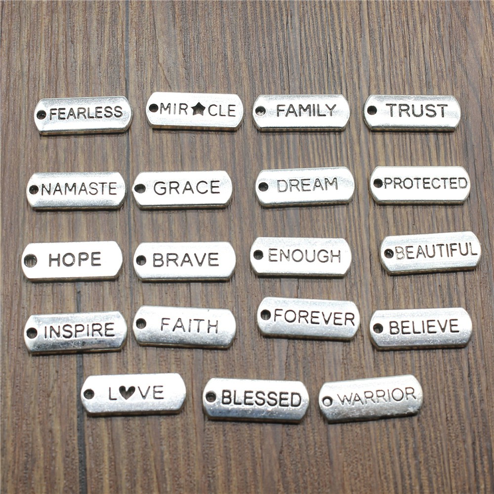 Vintage Fashion Tags - 10pcs 단어 태그 펜던트의 매력 골동품