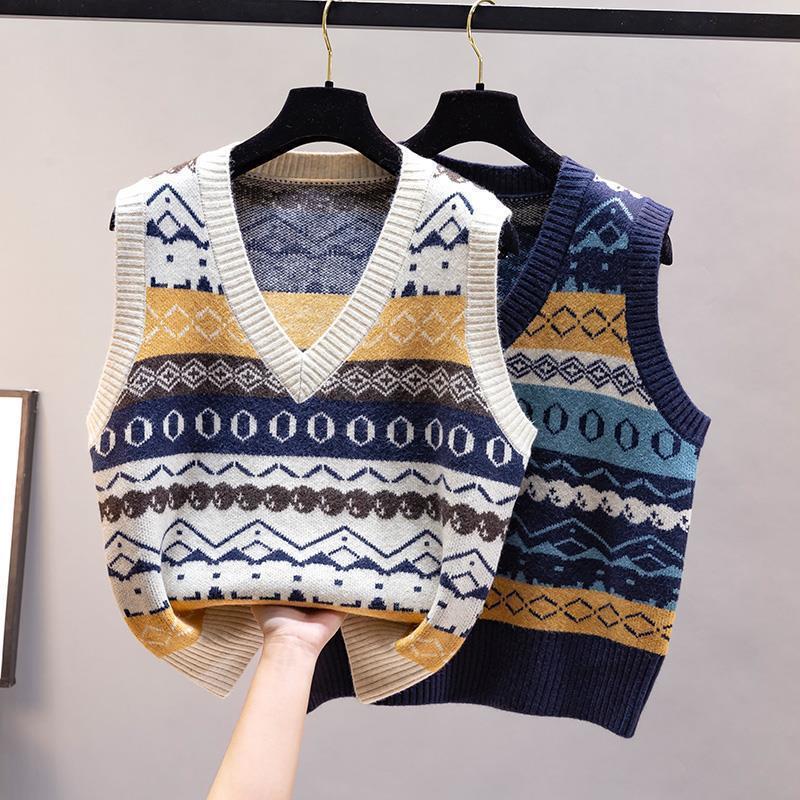 Vintage Fashion Newtown - 패션 니트 조끼 여성용 가을/겨울 2025
