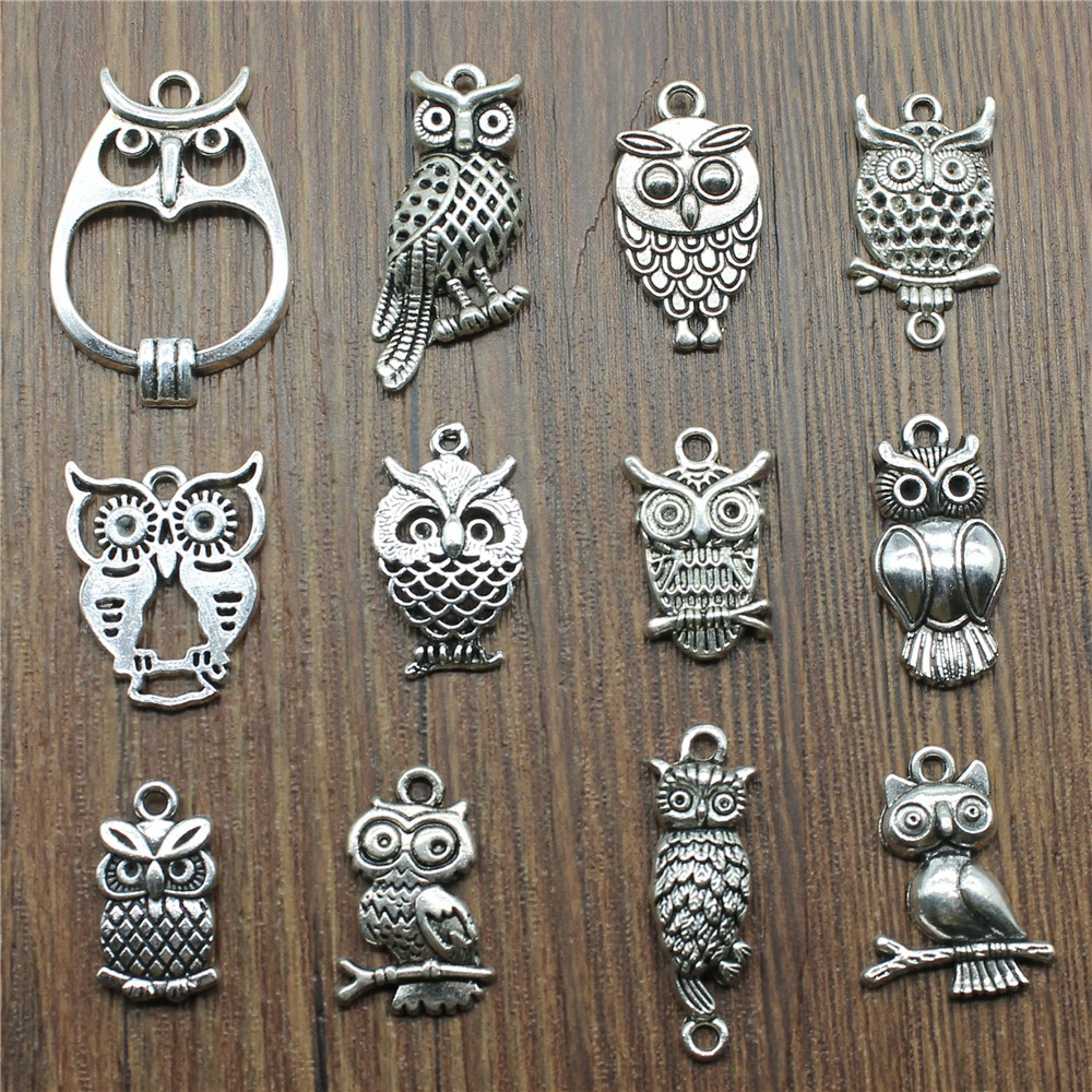 Vintage Fashion Stores - 10pcs 매력 올빼미 골동품 실버 색상