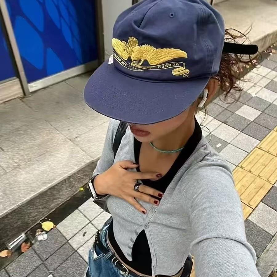 Vintage Fashion Hats - 레트로 아메리칸 자수 헤비웨이트 소프트 탑
