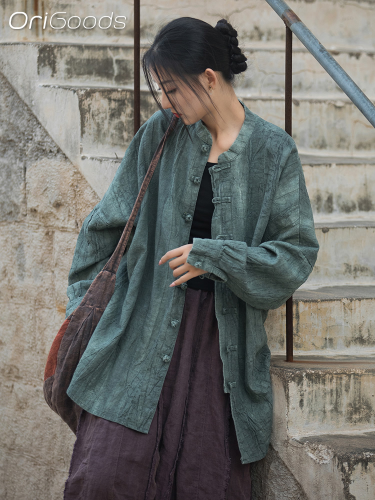 Tie Dye Shirt Vintage - OriGoods 오버사이즈 셔츠 여성 라미 코튼