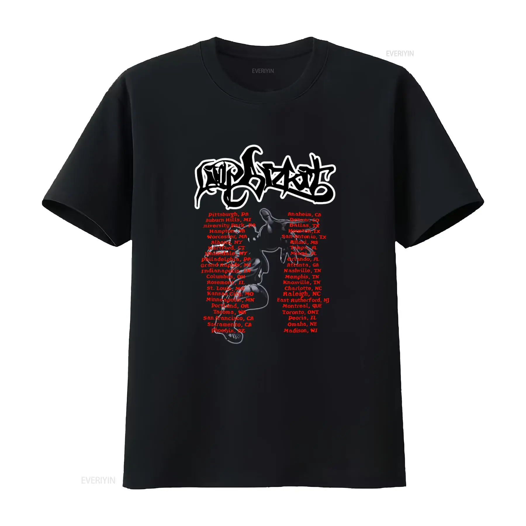Vintage Fashion Ideas - Limp Bizkit 밴드 투어 블랙 코튼