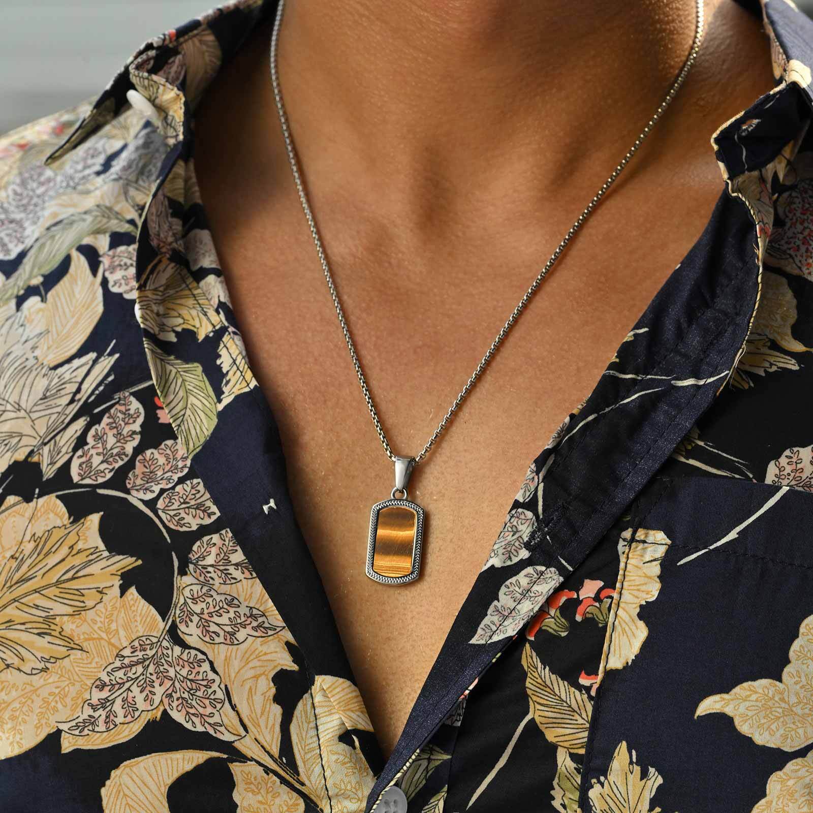 Vintage Fashion Tags - 남성용 빈티지 직사각형 저자극성 박스 체인