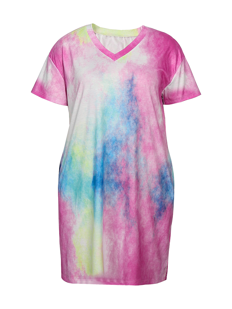 플러스 사이즈 여성용 캐주얼 드레스, 우아한 타이 다이 - Tie Dye Shirt Vintage 리뷰 및 가격
