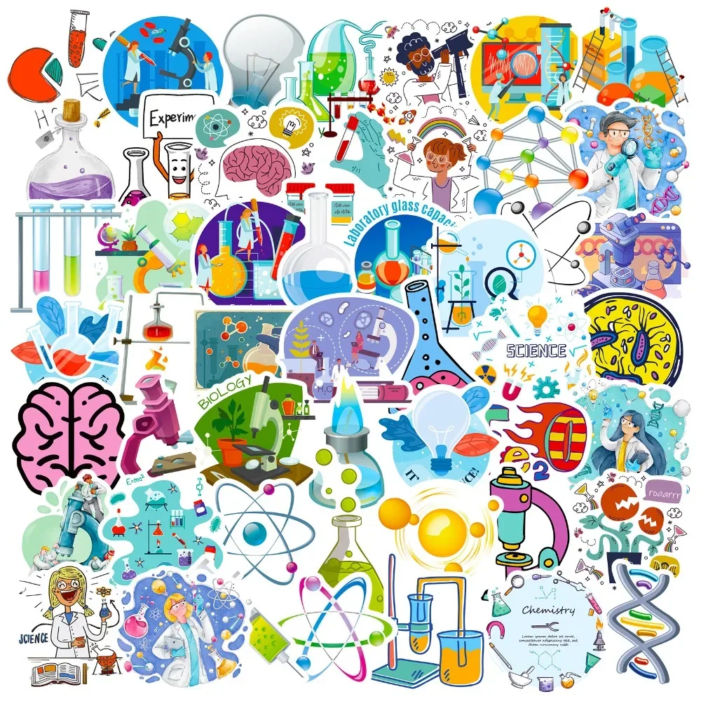 50PCS 만화 과학 실험실 스티커 미적 DIY 장식  - Vintage Fashion Toys 리뷰 및 가격