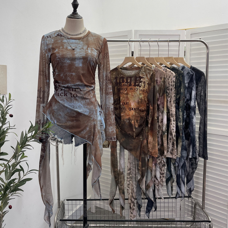 ISAROSE Y2K 여성용 메쉬 티셔츠 봄 가을 통기 - Tie Dye Shirt Vintage 리뷰 및 가격