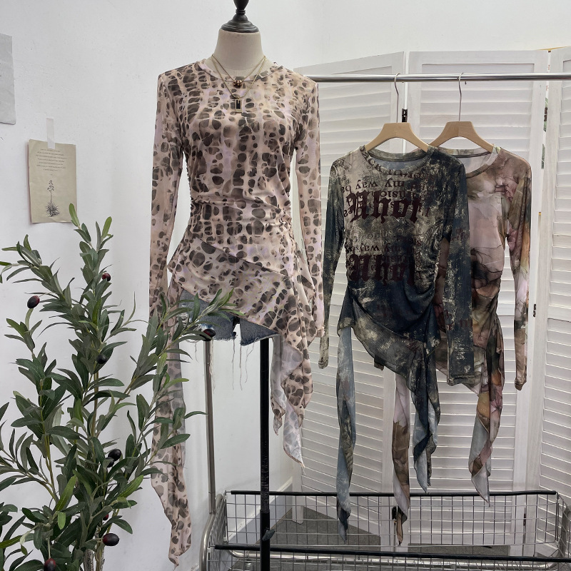 ISAROSE Y2K 여성용 메쉬 티셔츠 봄 가을 통기 - Tie Dye Shirt Vintage 리뷰 및 가격