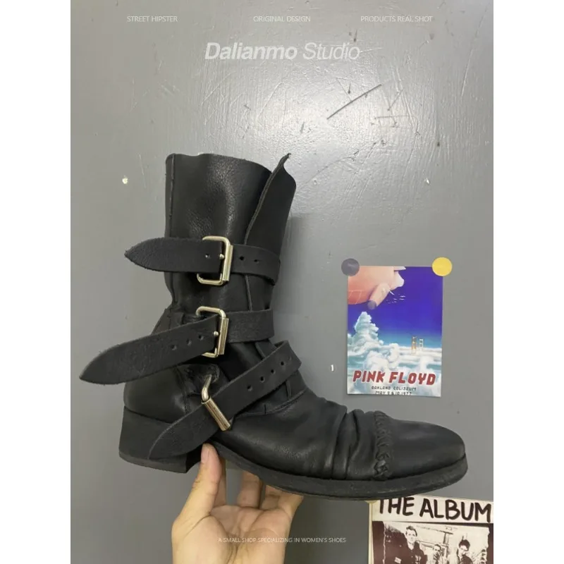패션 남성용 천연 가죽 모터사이클 부츠 버클 스트랩 미 - Vintage Fashion Mens 리뷰 및 가격