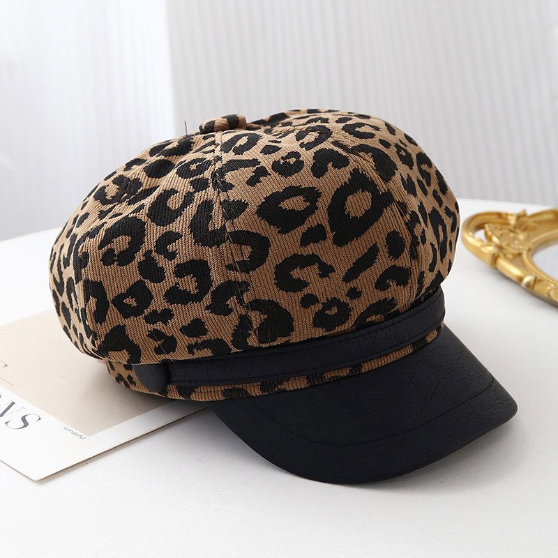 레트로 레오파드 프린트 와이드 브림 베레모 빈티지 페인 - Vintage Fashion Hats 리뷰 및 가격