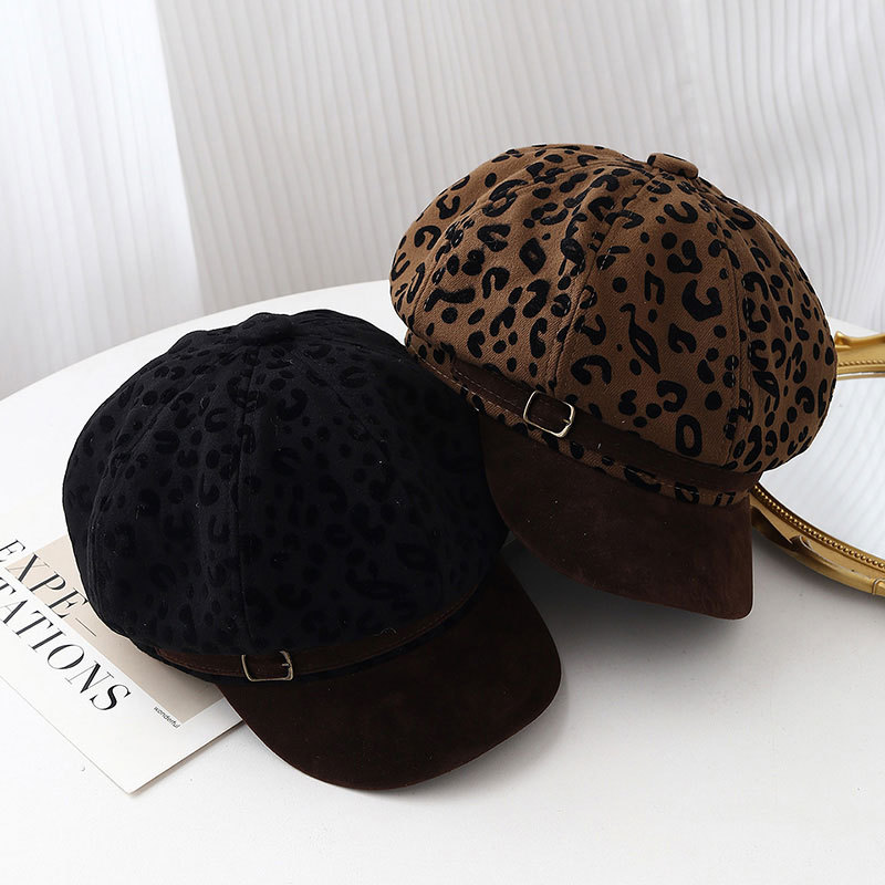 레트로 레오파드 프린트 와이드 브림 베레모 빈티지 페인 - Vintage Fashion Hats 리뷰 및 가격