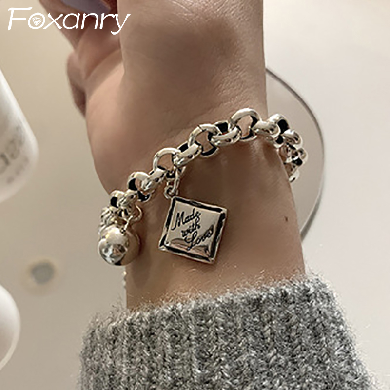 FOXANRY-영어 글자 태그 펑크 팔찌, 여성 커플  - Vintage Fashion Tags 리뷰 및 가격