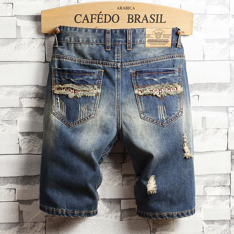 찢어진 힙합 데님 반바지 남성 여름 패션 루즈핏 패치워 - Vintage Fashion Jeans 리뷰 및 가격