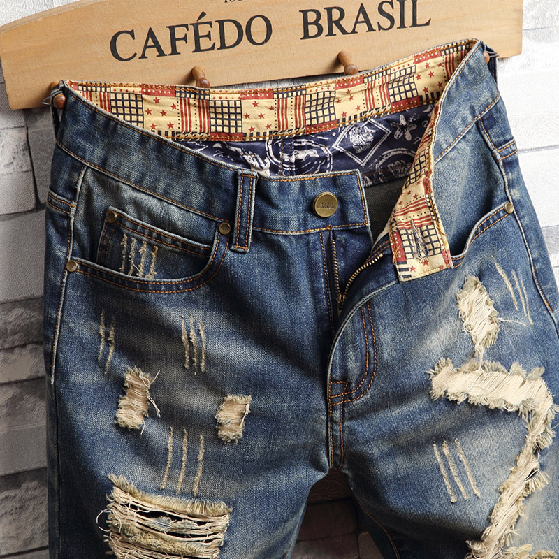 찢어진 힙합 데님 반바지 남성 여름 패션 루즈핏 패치워 - Vintage Fashion Jeans 리뷰 및 가격