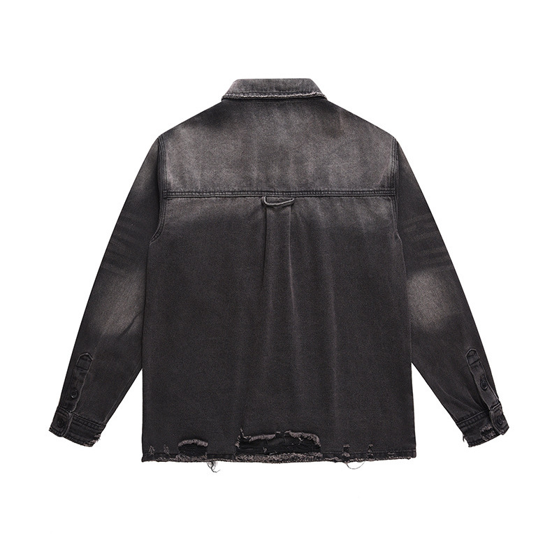남성 하이 스트리트 데미지 진 자켓 패션 스트리트웨어  - Vintage Fashion Streetwear 리뷰 및 가격