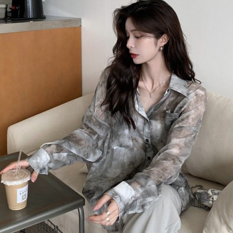 넥타이 염색 셔츠 여성 느슨한 선 스크린 빈티지 여름  - Tie Dye Shirt Vintage 리뷰 및 가격