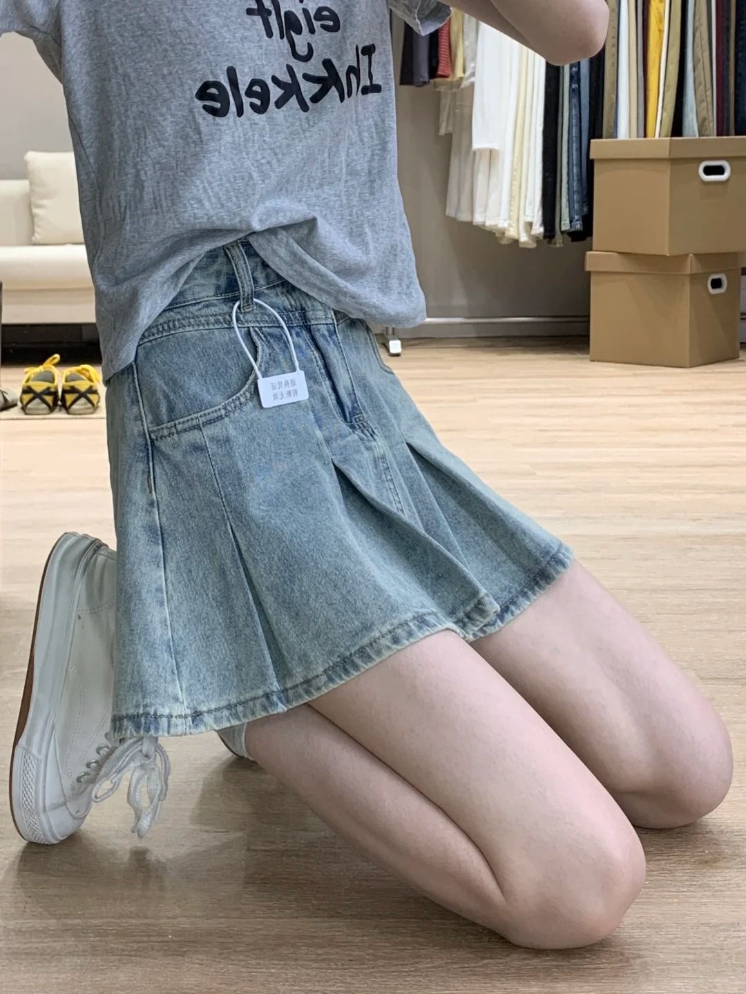 여성 하이웨이스트 데님 플리츠 스커트 빈티지 워싱 A라 - Vintage Fashion Jeans 리뷰 및 가격