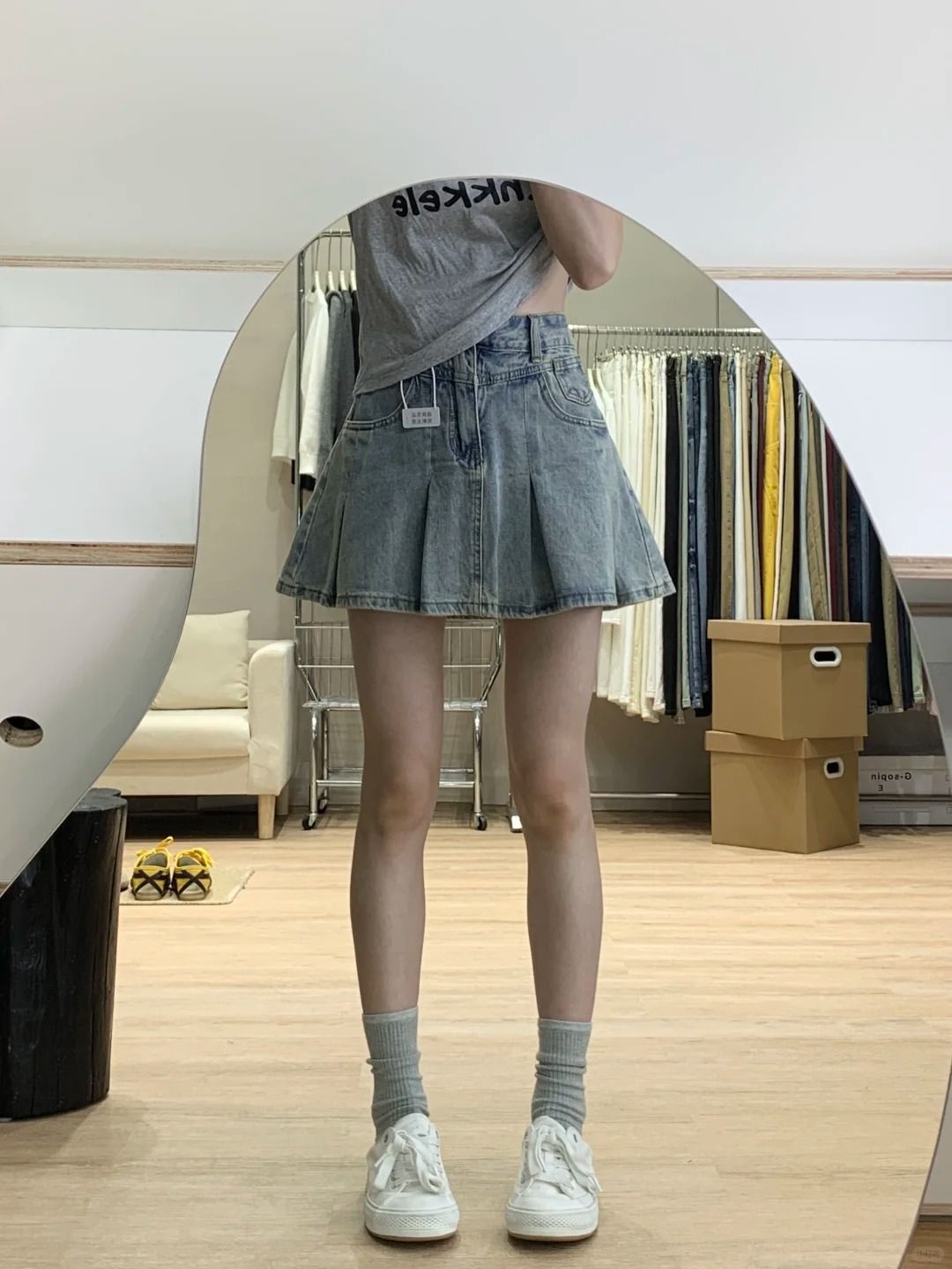 여성 하이웨이스트 데님 플리츠 스커트 빈티지 워싱 A라 - Vintage Fashion Jeans 리뷰 및 가격