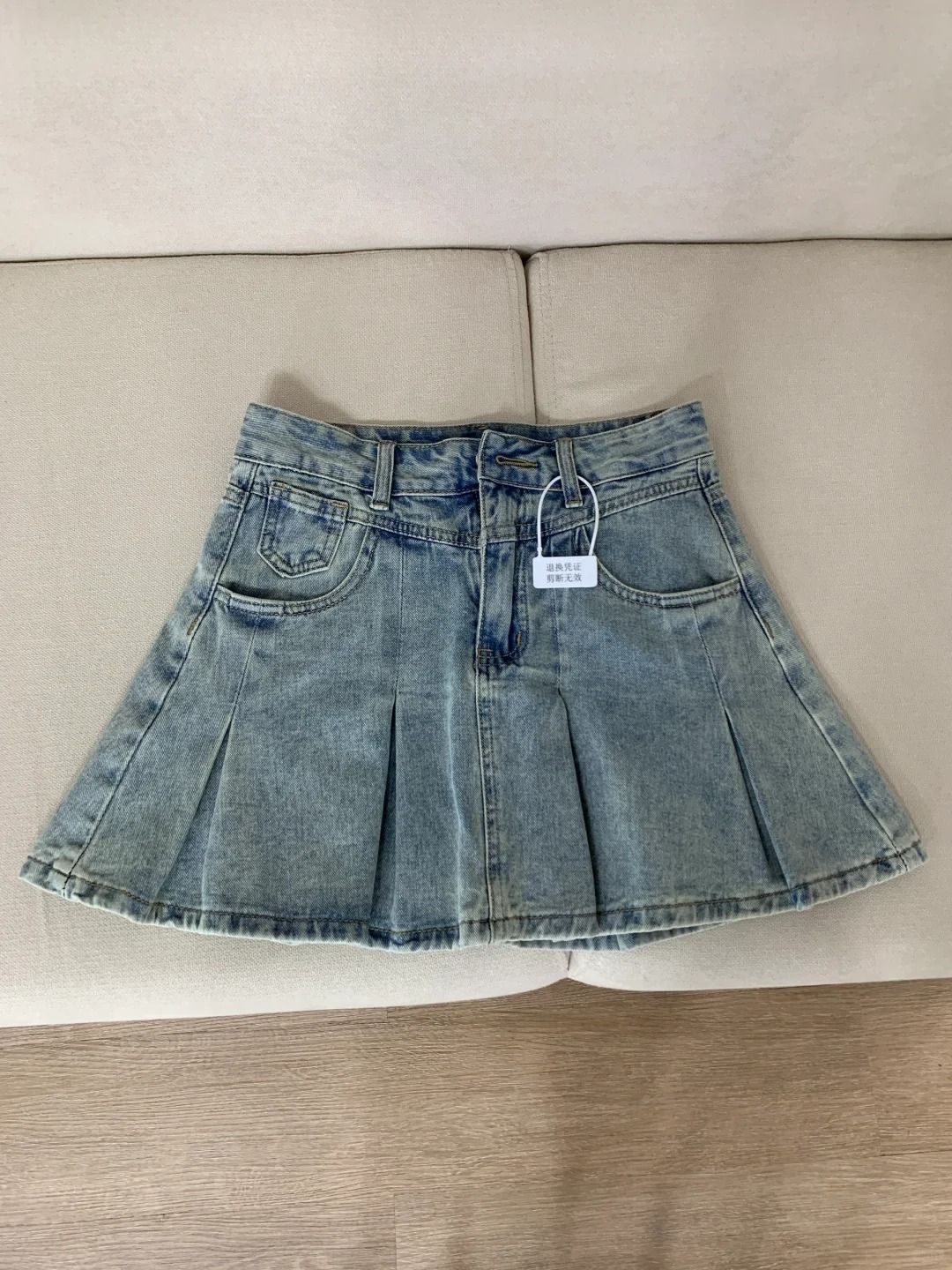 여성 하이웨이스트 데님 플리츠 스커트 빈티지 워싱 A라 - Vintage Fashion Jeans 리뷰 및 가격