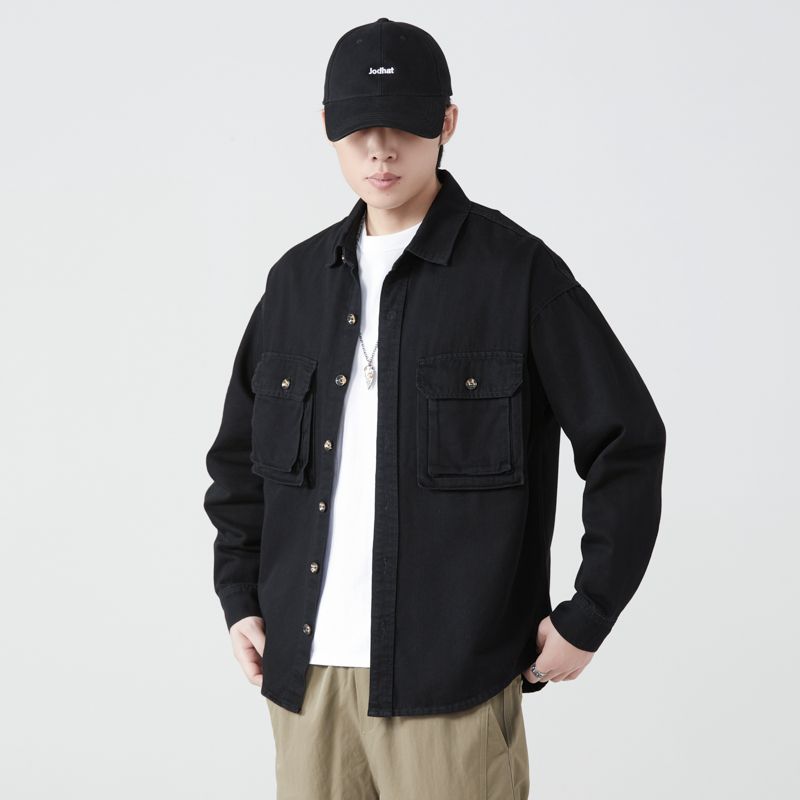 순수 코튼 툴링 셔츠 남성 봄 가을 streetwear - Vintage Fashion Streetwear 리뷰 및 가격