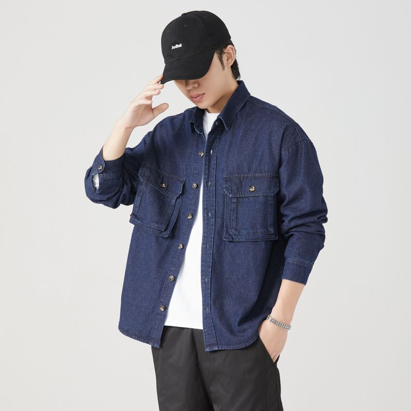 순수 코튼 툴링 셔츠 남성 봄 가을 streetwear - Vintage Fashion Streetwear 리뷰 및 가격