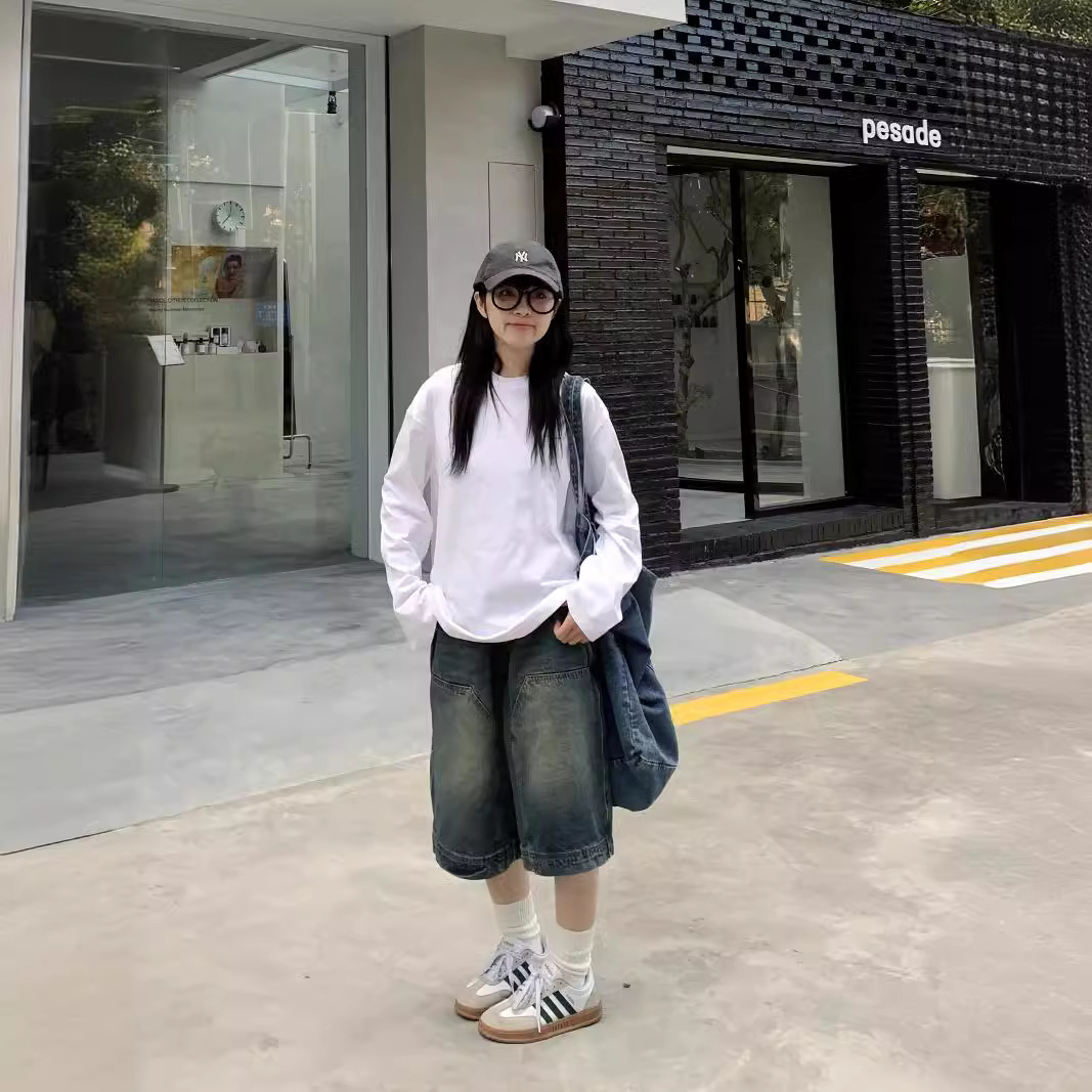 여성 Y2K 빈티지 배기 진 반바지 워싱 와이드 레그  - Vintage Fashion Jeans 리뷰 및 가격