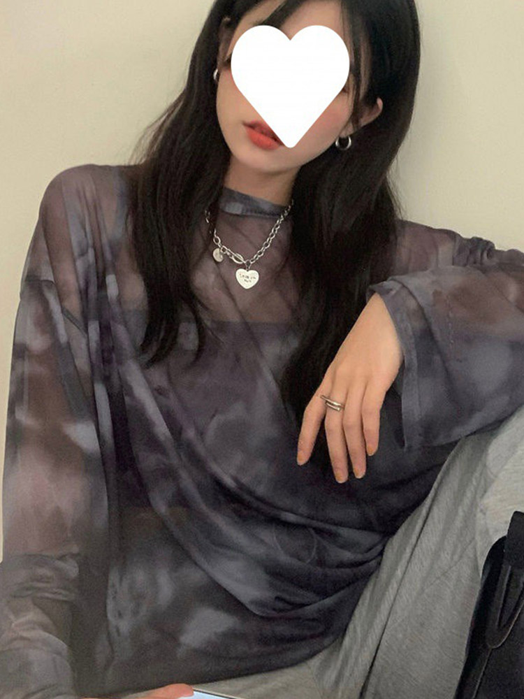 티셔츠 여성 넥타이 염색 긴 소매 숙녀 봄 느슨한 하이 - Tie Dye Shirt Vintage 리뷰 및 가격