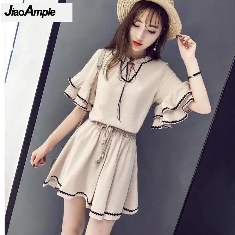 세트 여성용 빈티지 반바지, 연꽃 잎 소매, 쉬폰 블라 - Vintage Fashion In 2025 리뷰 및 가격