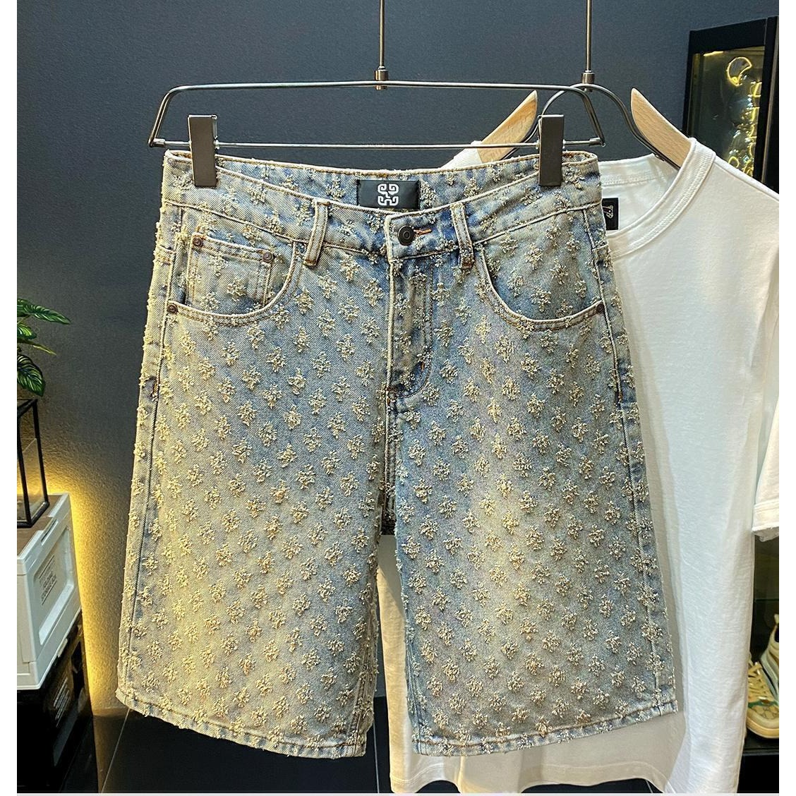 여름 하이 스트리트 데님 반바지 남성 캐주얼 청반바지  - Vintage Fashion Jeans 리뷰 및 가격