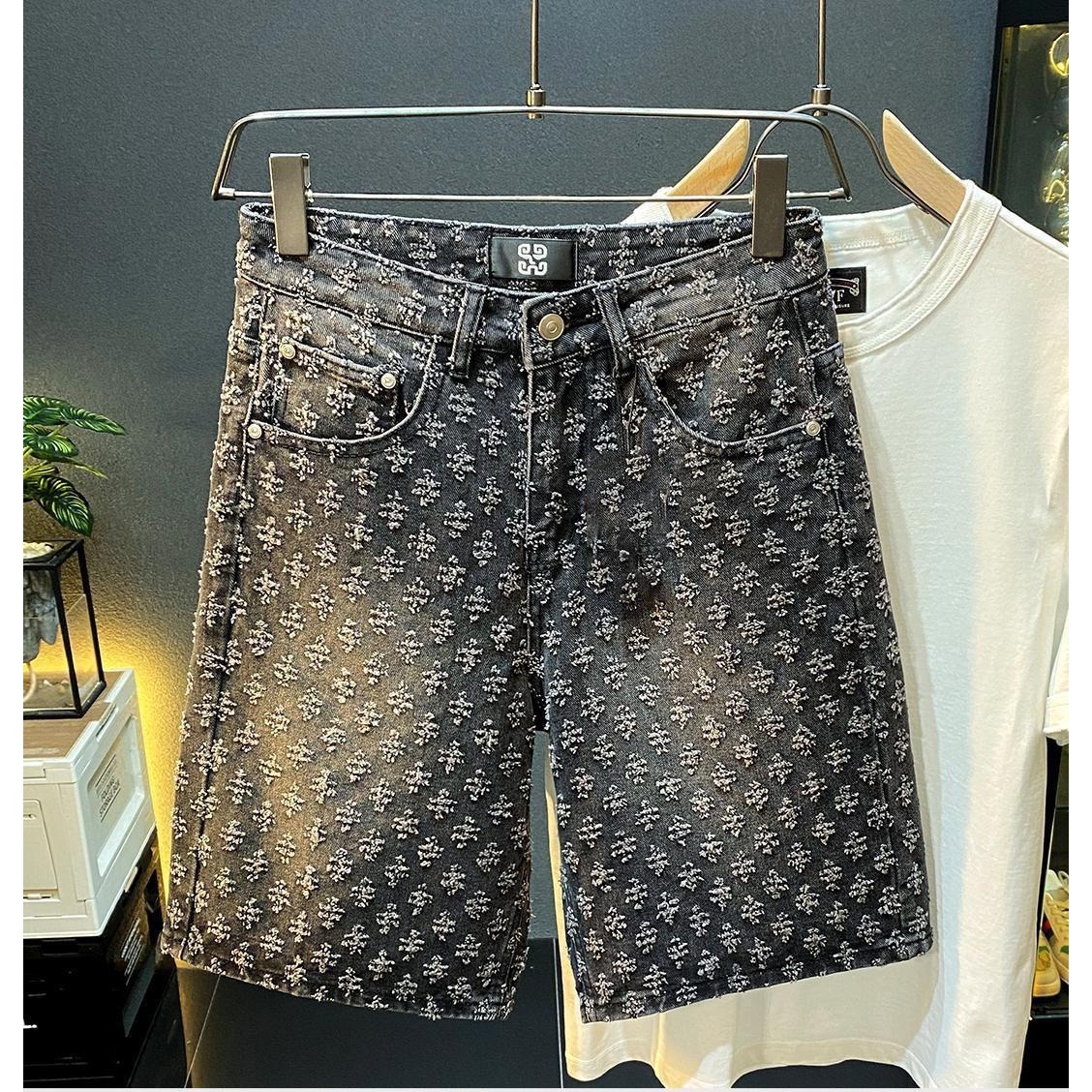 여름 하이 스트리트 데님 반바지 남성 캐주얼 청반바지  - Vintage Fashion Jeans 리뷰 및 가격