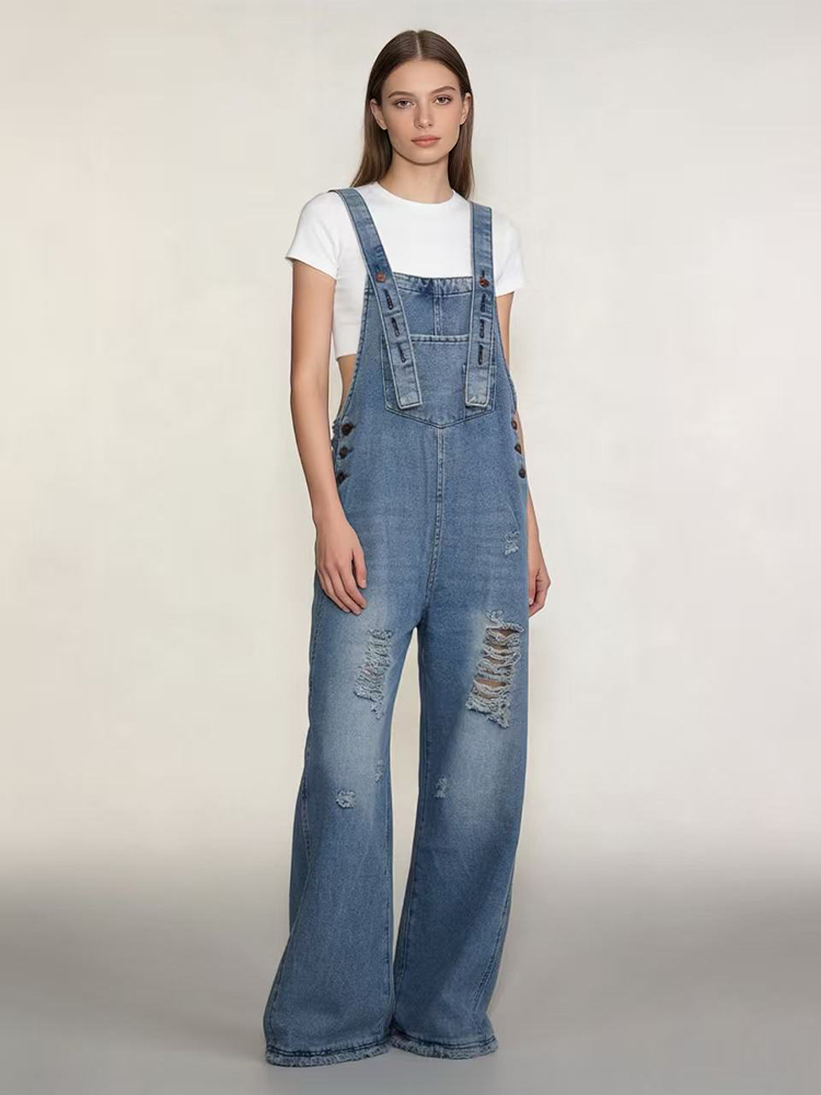 패션 레트로 찢어진 데님 오버올 여성용 신상 다용도 루 - Vintage Fashion Jeans 리뷰 및 가격