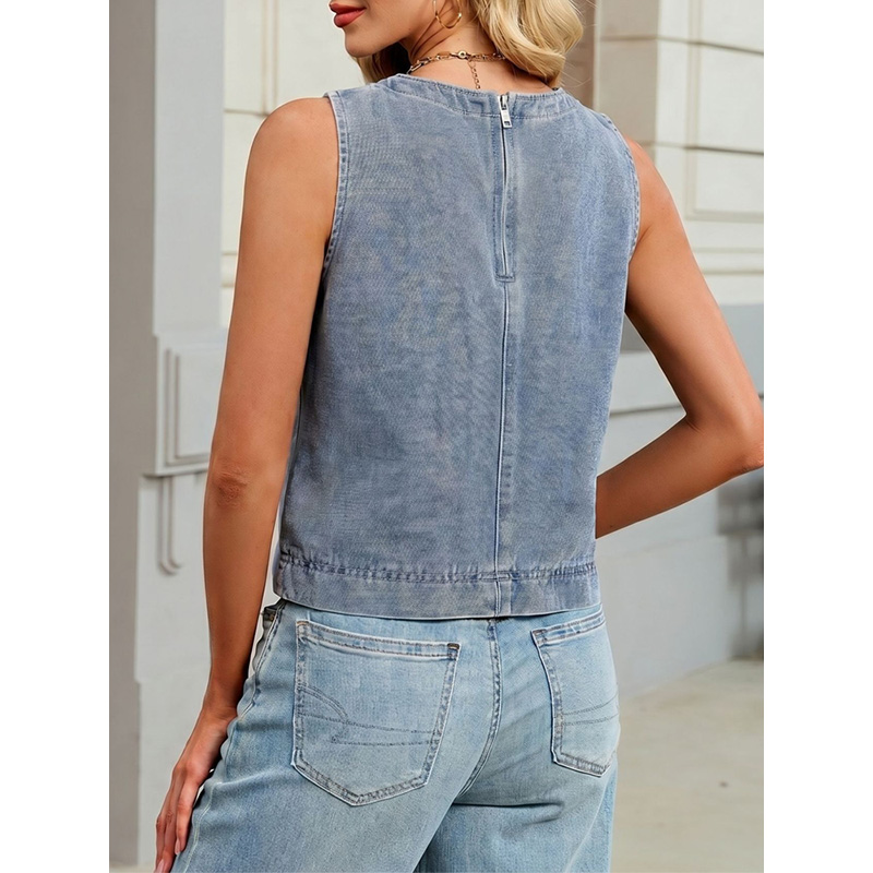Benuynffy 캐주얼 라운드 넥 데님 조끼 여성 여 - Vintage Fashion Jeans 리뷰 및 가격