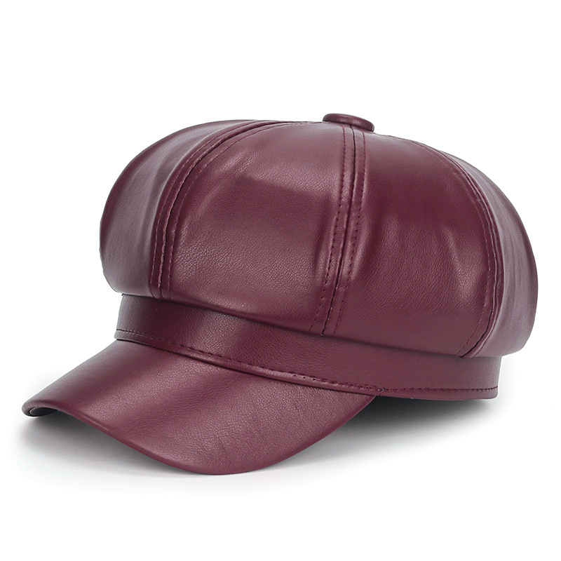 여성용 겨울 블랙 PU 가죽 모자 빈티지 힙합 트러커  - Vintage Fashion Hats 리뷰 및 가격