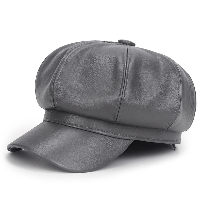 여성용 겨울 블랙 PU 가죽 모자 빈티지 힙합 트러커  - Vintage Fashion Hats 리뷰 및 가격