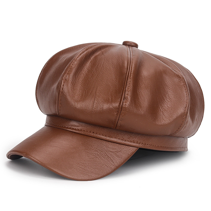 여성용 겨울 블랙 PU 가죽 모자 빈티지 힙합 트러커  - Vintage Fashion Hats 리뷰 및 가격