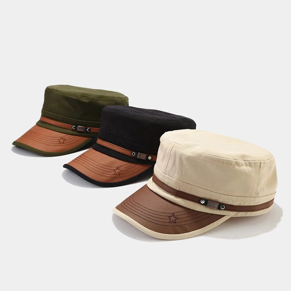 캐주얼 생도 모자 남자 플랫 탑 모자 패션 코튼 바이저 - Vintage Fashion Hats 리뷰 및 가격