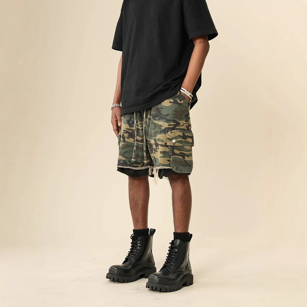 미국 스트릿웨어 데미지 워싱 빈티지 카모플라주 반바지  - Vintage Fashion Jeans 리뷰 및 가격