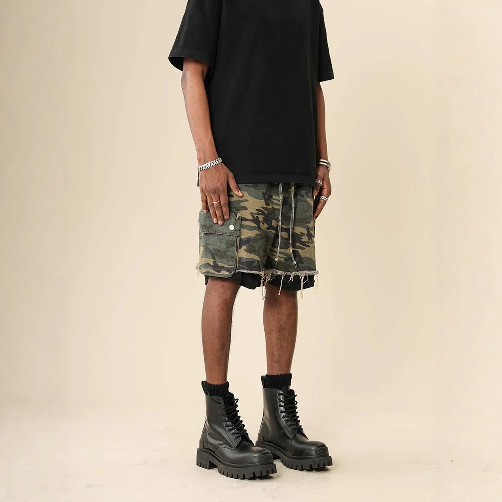 미국 스트릿웨어 데미지 워싱 빈티지 카모플라주 반바지  - Vintage Fashion Jeans 리뷰 및 가격