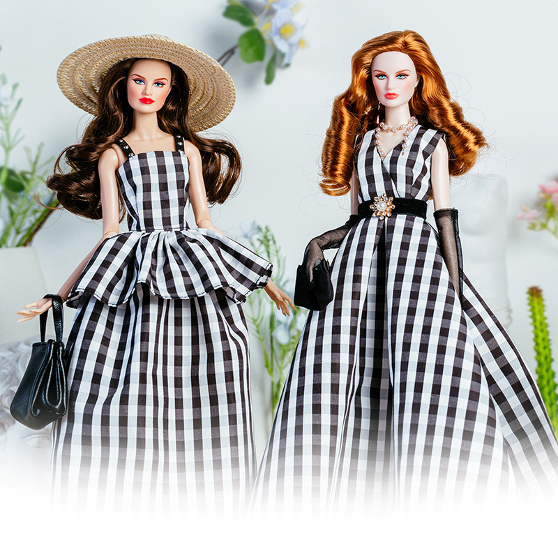 32cm 슈퍼 모델 인형 복장 유럽 패션 빈티지 흑백  - Vintage Fashion Toys 리뷰 및 가격