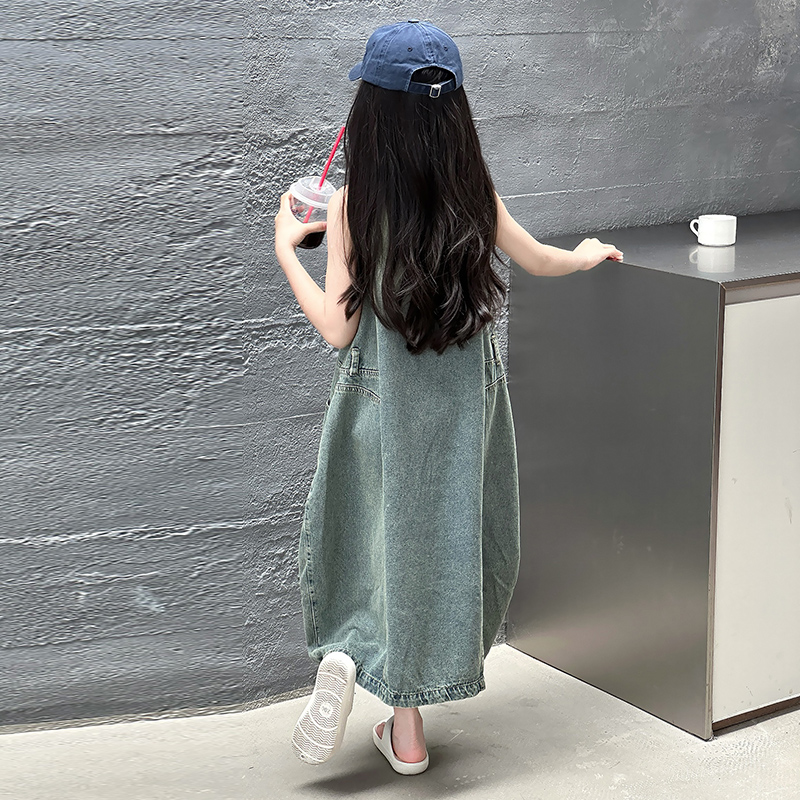 빈티지 블루 어린이 소녀 고품질 민소매 데님 드레스 s - Vintage Fashion Streetwear 리뷰 및 가격