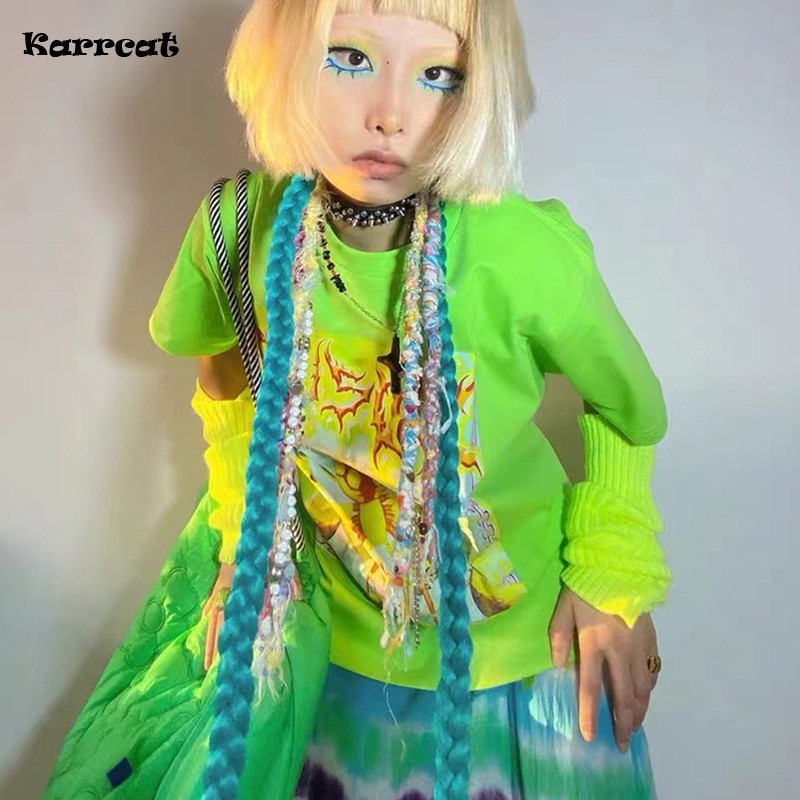Karrcat-Y2k 하라주쿠 E-걸스 반팔 티셔츠 메 - Tie Dye Shirt Vintage 리뷰 및 가격