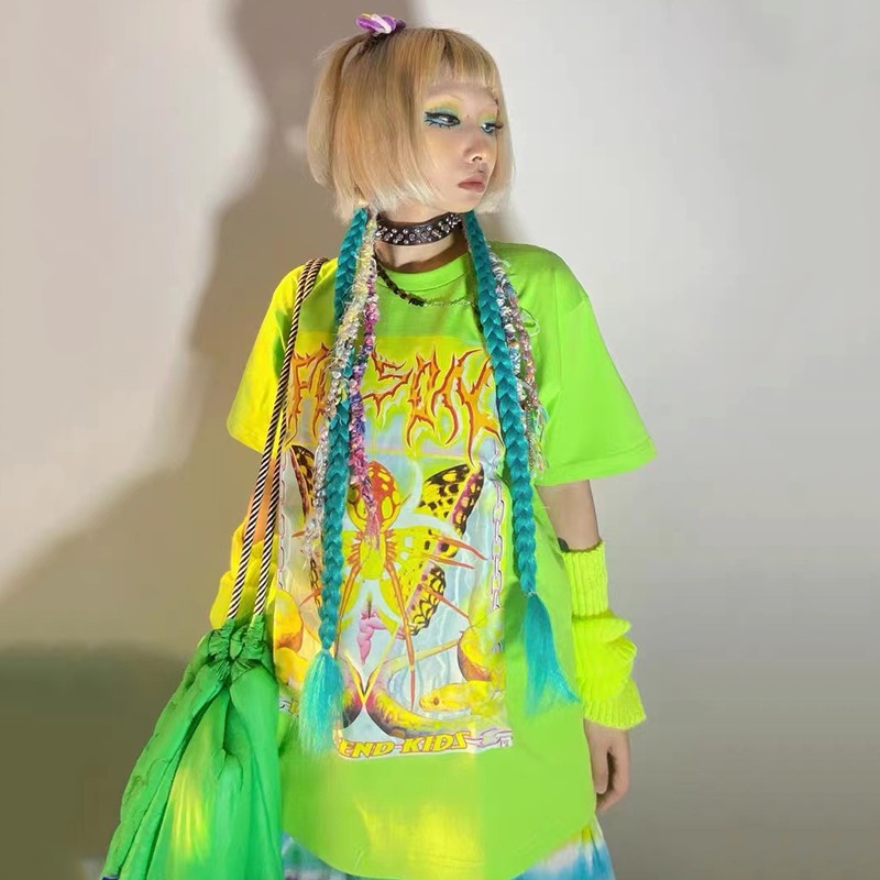 Karrcat-Y2k 하라주쿠 E-걸스 반팔 티셔츠 메 - Tie Dye Shirt Vintage 리뷰 및 가격