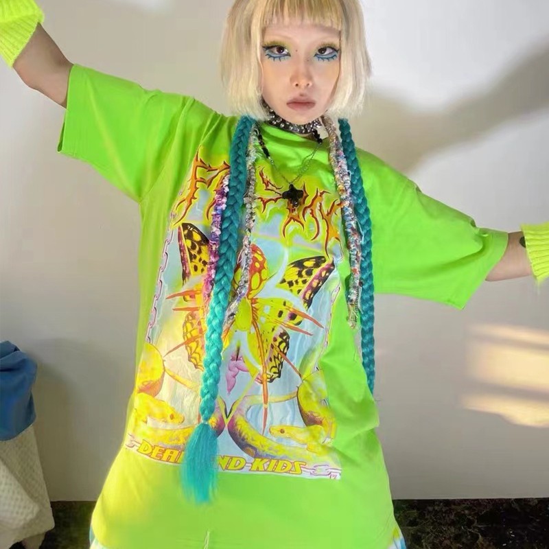 Karrcat-Y2k 하라주쿠 E-걸스 반팔 티셔츠 메 - Tie Dye Shirt Vintage 리뷰 및 가격