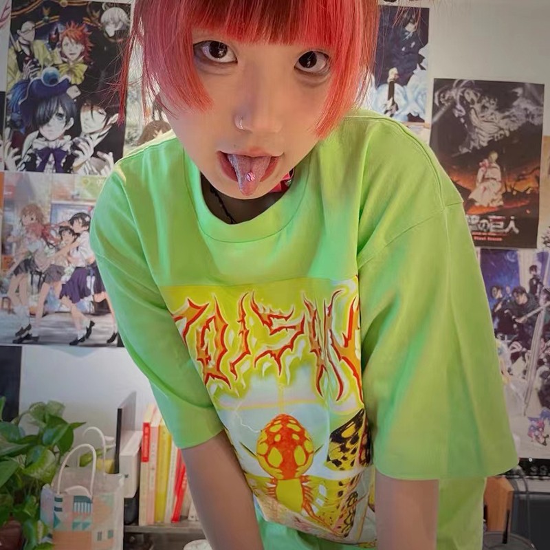 Karrcat-Y2k 하라주쿠 E-걸스 반팔 티셔츠 메 - Tie Dye Shirt Vintage 리뷰 및 가격